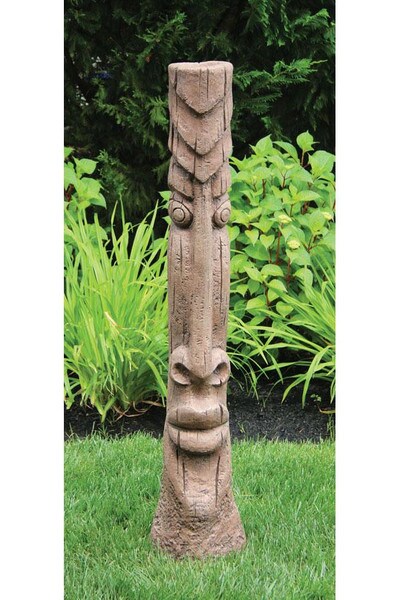 Tiki Post Cast Stone Garden Decor 50" High